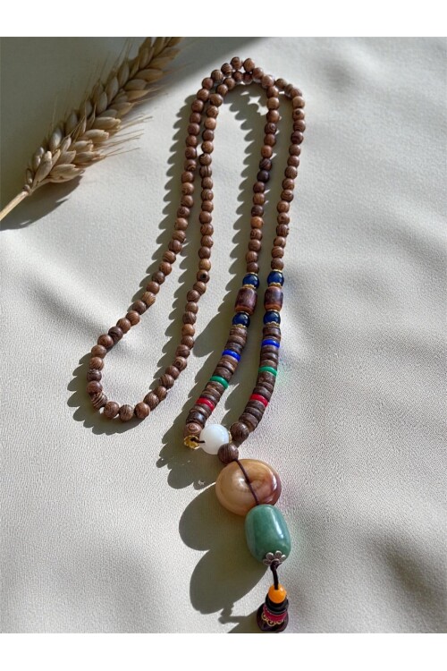 Kiness Doğal Taş Etnik Bambu Kolye