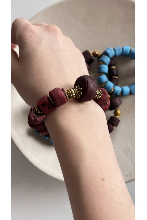 LavillaTasarım Etnik Bileklik Bordo