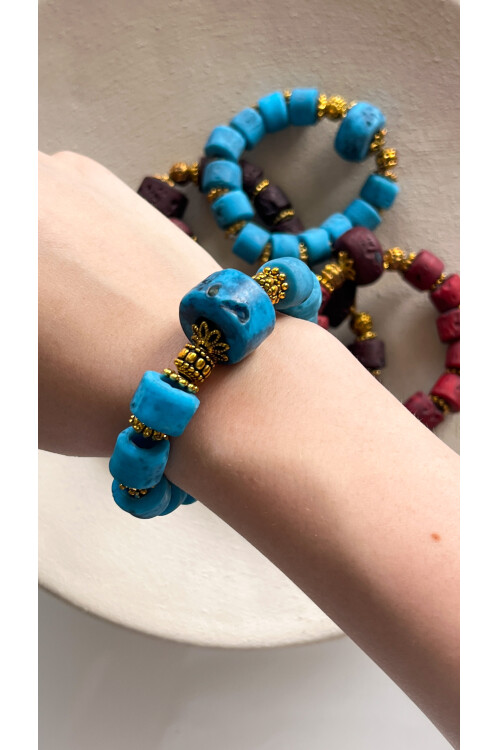 LavillaTasarım Etnik Bileklik Turkuaz