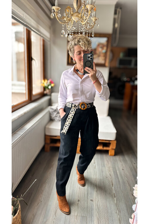 Livros İtalyan Kemer Detay Pantolon Siyah