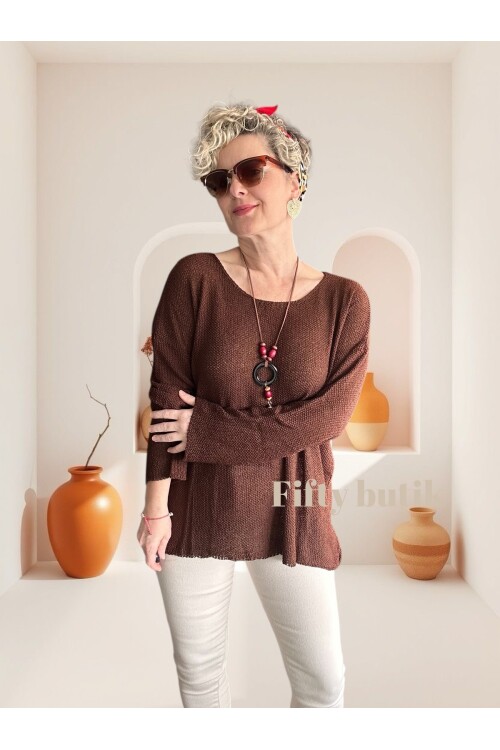 Meggis Kolyeli Tasarım Merserize Kahverengi