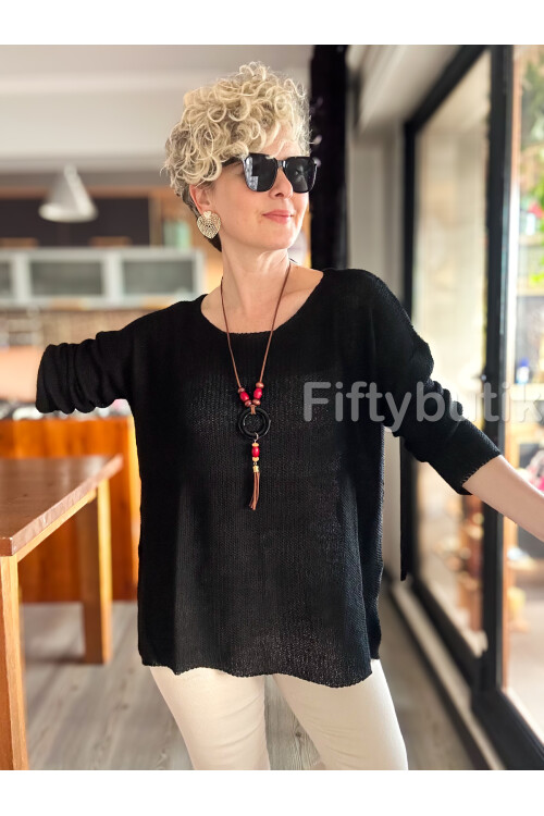 Meggis Kolyeli Tasarım Merserize Siyah