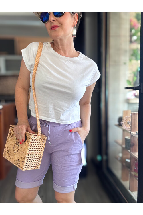 Menton  İtalyan Stil Likralı Şort Lila