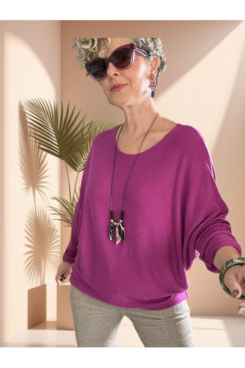 Mezzo İtalyan Kolyeli Tasarım Triko Bluz Violetta