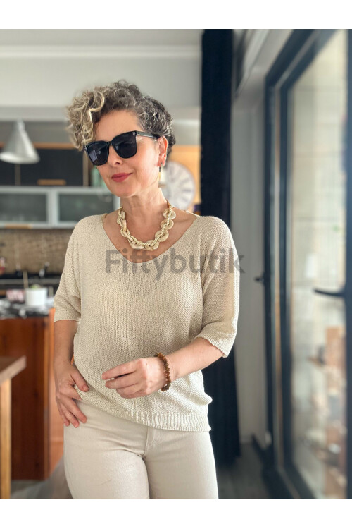 Miatta Tasarım Merserize Bluz Ekru