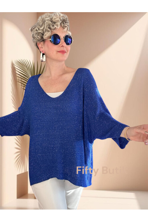 Otto İtalyan Sim Detay Triko Bluz Saks