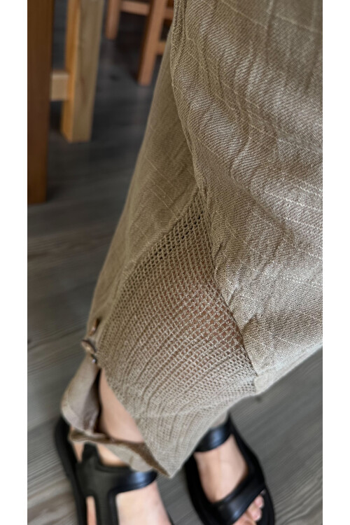 Piango Tasarım Paça File Detay Pantolon Vizon