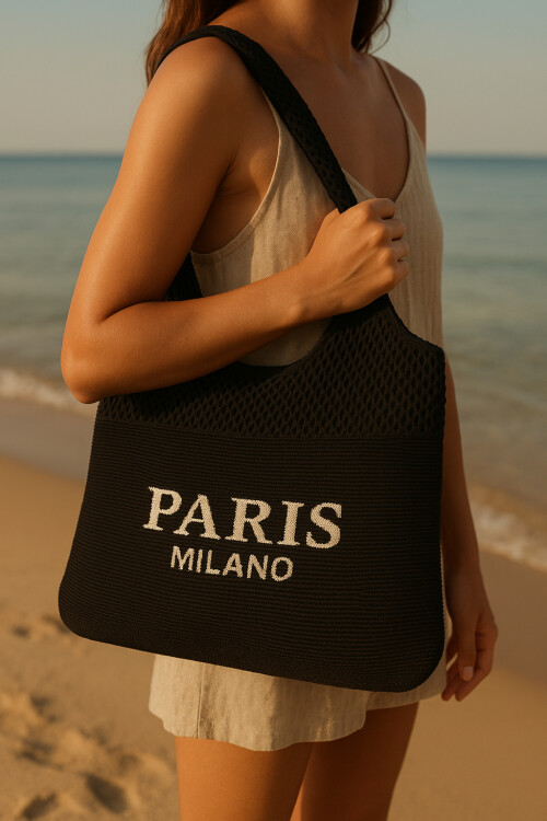 Premium İthal Örme Çanta Siyah