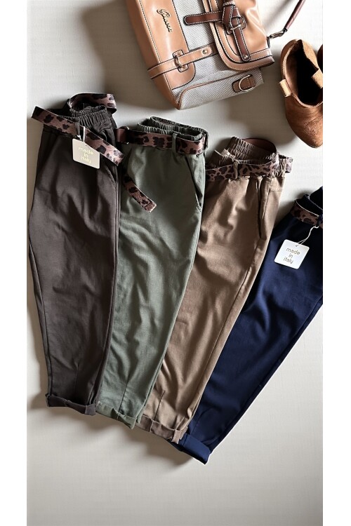 Premium Racci İtalyan Detay Kemerli Sihirli Pantolon Açık Kahverengi