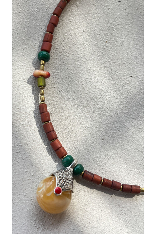 Serendipity Pirinç Cam Etnik Kolye