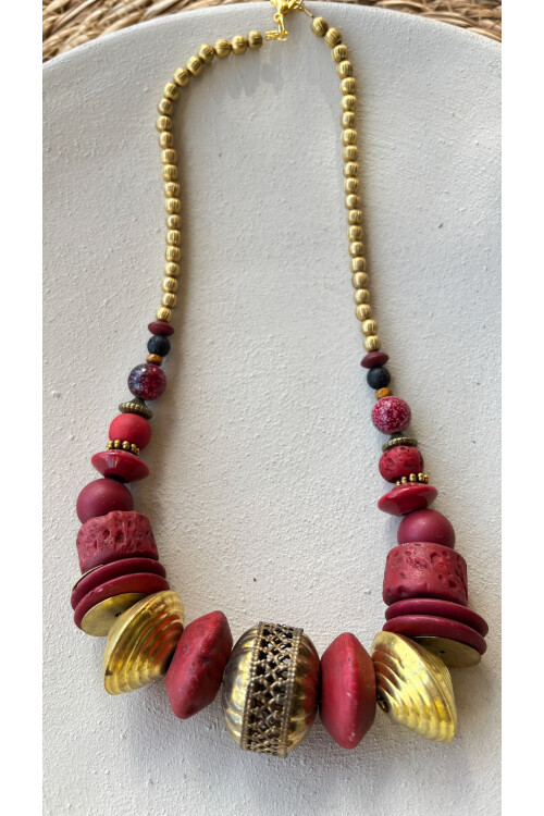 Sniffle Pirinç Cam Etnik Kolye