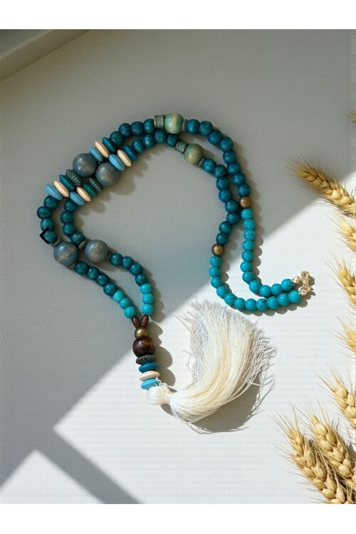 Turkuaz Ziko Tahta Tasarım Kolye