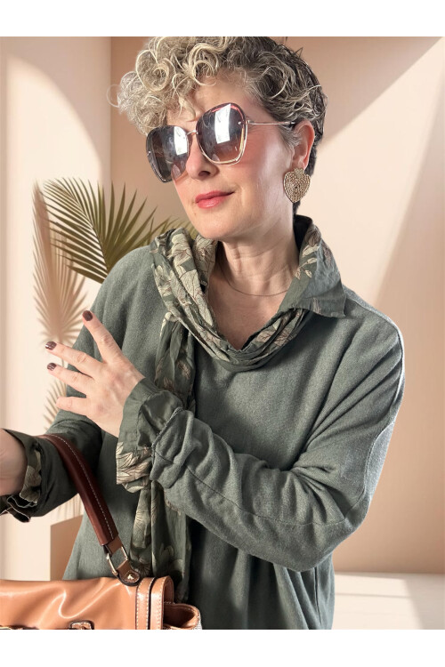 Tussi İtalyan Gömlekli Bluz Triko Takım Haki