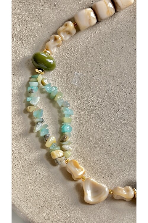 Vivenye Doğal Taş Detay Kolye Mint