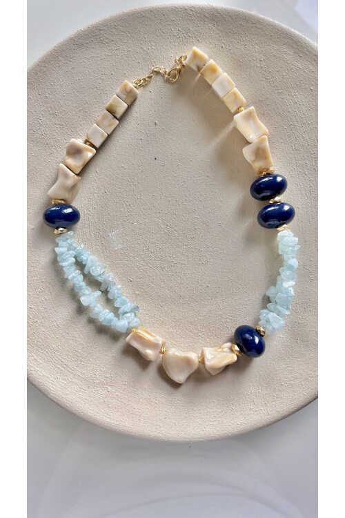 Vivenye Doğal Taş Detay Kolye Aqua