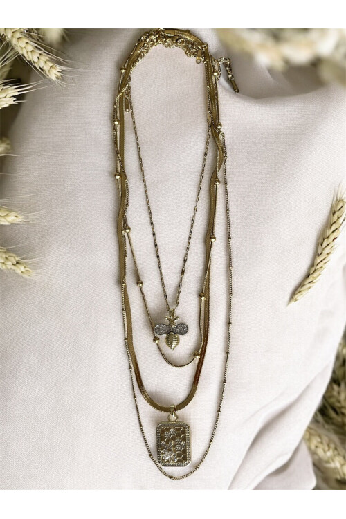 Werta Çelik Gold Çoklu Kolye