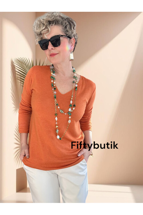 Zanna İtalyan V Yaka Triko Orange