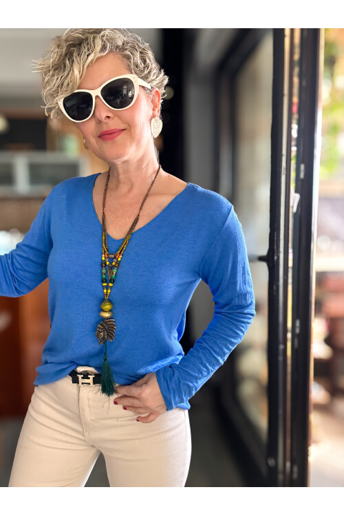 Zanna İtalyan V Yaka Triko Sax