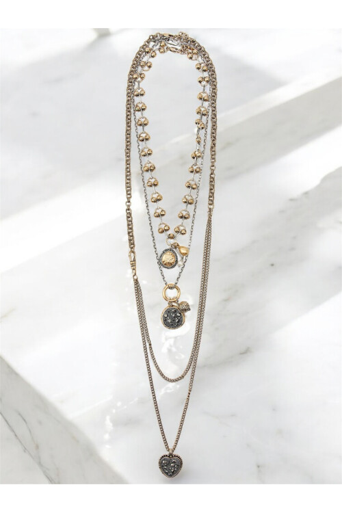 ZRA Modell Çoklu Silver Gold  Kolye