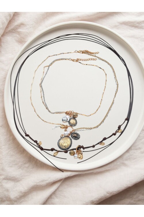 ZRA Modell Akla Çoklu Silver Gold  Kolye