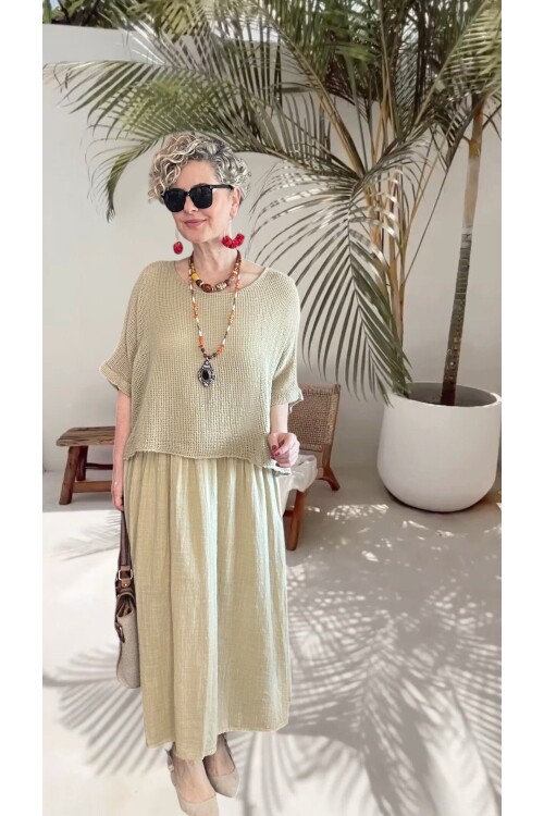 Abitare İtalyan Fisto File Detay Vip Elbise Kum Beige