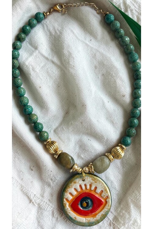 Bodrum Cam Yeşim Etnik Kolye