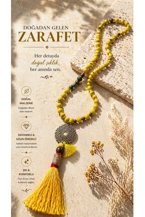 Boom Sarı Tahta Tasarım Kolye