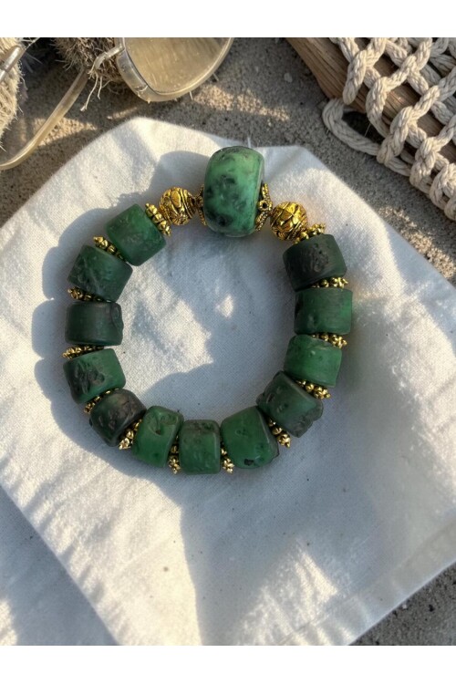 Cam Taş Etnik Bileklik Turuncu