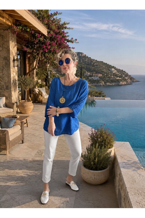 Fezza İthal Kolyeli Tasarım Bluz Sax