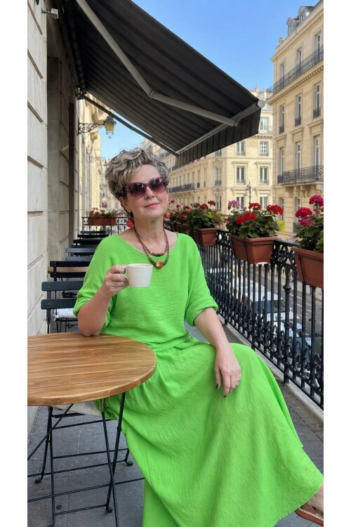 Lukka İtalyan İkili Takım Tasarım Elbise Neon Yeşil