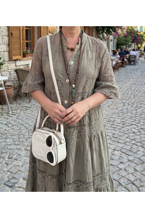 Nessi İtalyan Brode Gömlek Elbise Fango