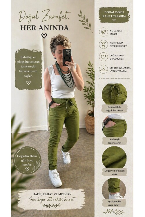 Nino İtalyan Sihirli Pantolon Yağ Yeşil