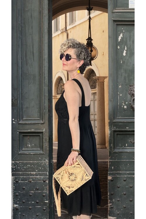 Pizzo İtalyan Brode İşlemeli Elbise Siyah