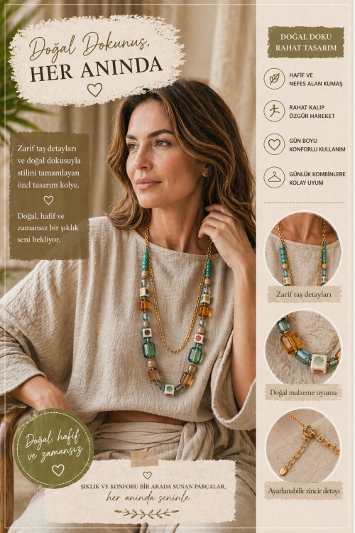 Prague VIP Cam Taş Kolye