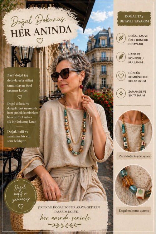 Prague VIP Cam Taş Kolye