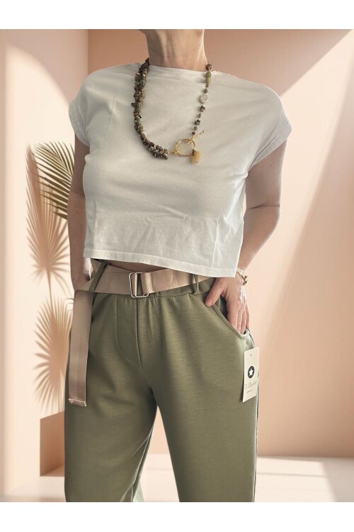 Solle İtalyan Modal Kemerli Havuç Pantolon Haki