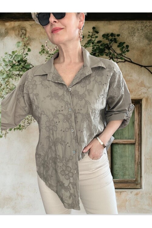 Taffi İtalyan Fisto Pul Detay Gömlek Fango