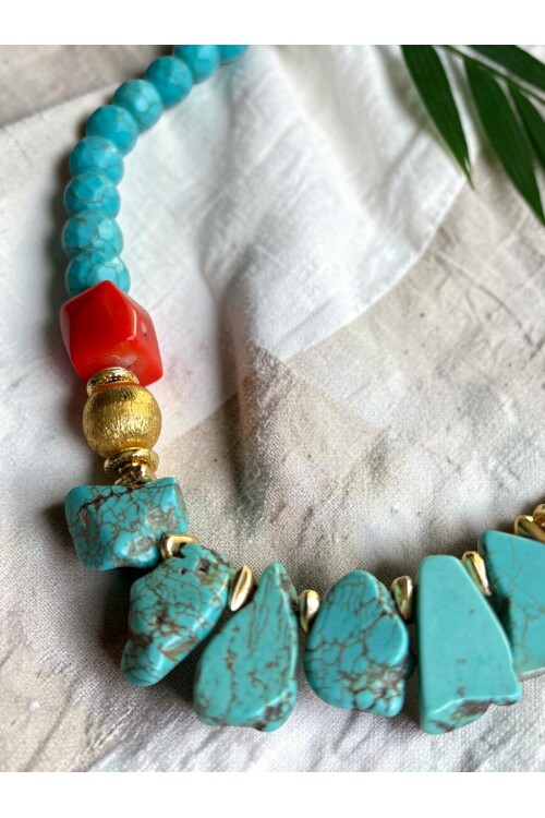 Turkuaz Doğal Taş Kolye