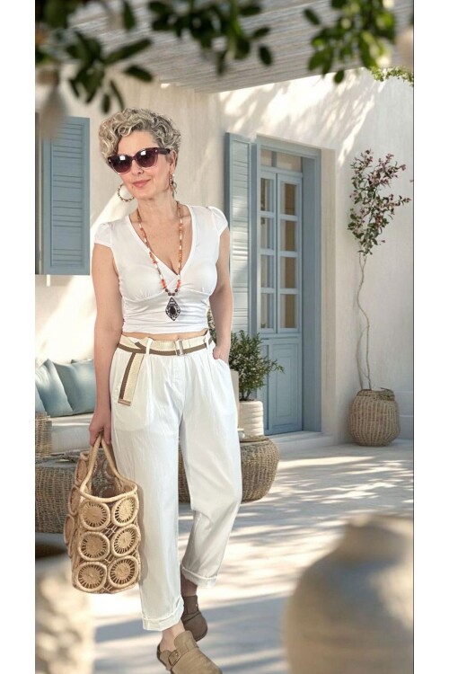 Vicco İtalyan Balon Kemerli Pantolon Beige