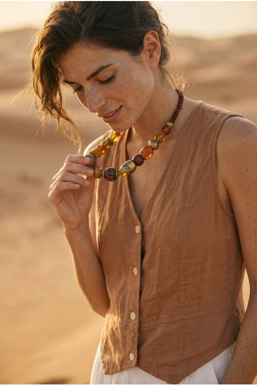 Wısh Cam Taş Etnik Kolye