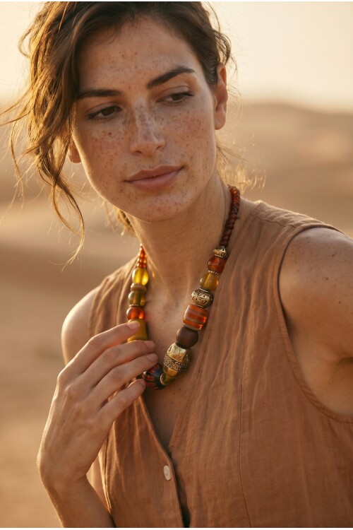 Wısh Cam Taş Etnik Kolye