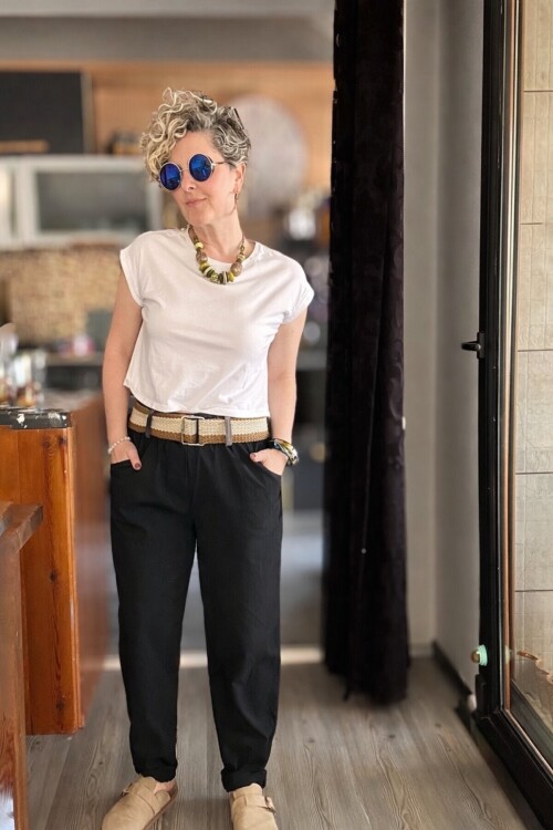 Betty İtalyan Balon Kemerli Pantolon Siyah