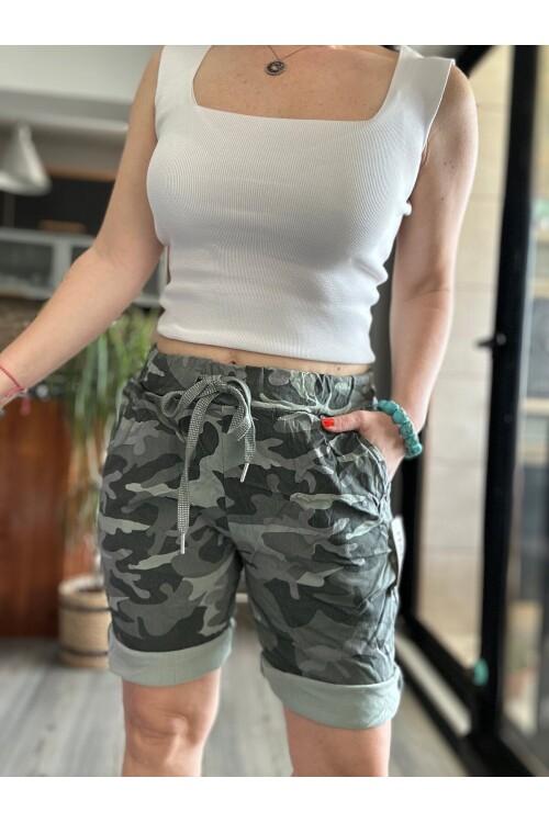 Stella İtalyan Kamuflaj Military Yeşil Şort