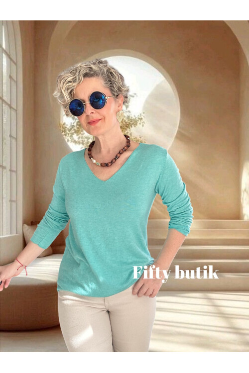 Zanna İtalyan V Yaka Triko Mint