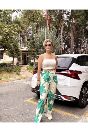 Carmen Şal Desen Pantolon Yeşil