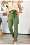 Sc Boru Paça Bel Detay Haki Yeşil Pantalon