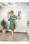 Yeşil Çııtır Desen Owersize Elbise