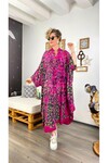 Batik Rahat Kesim Yarasa Kol Elbise Fuşya