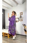 Batik Rahat Kesim Yarasa Kol Elbise Mor