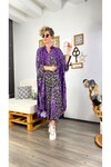 Batik Rahat Kesim Yarasa Kol Elbise Mor